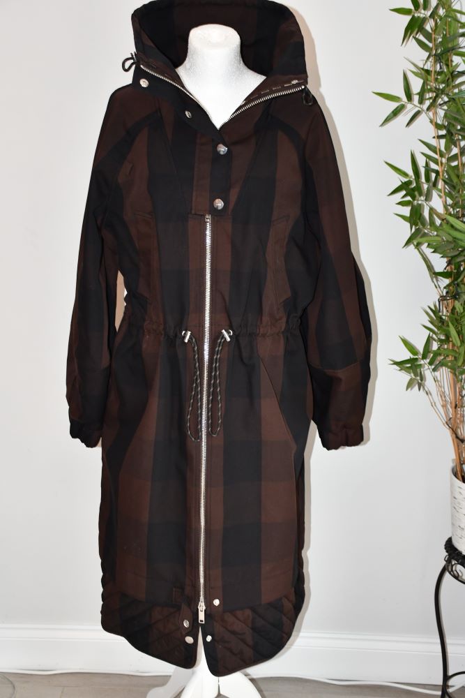preloved Ganni Brown and black Checked Oversized Brown Coat