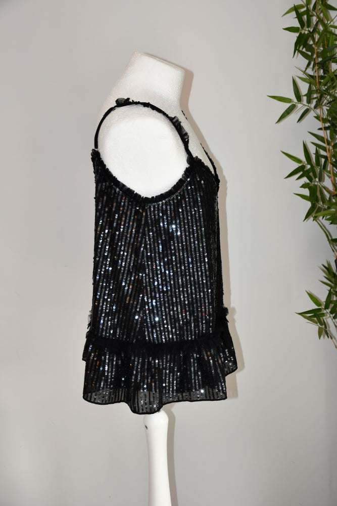Needles and Thread Black Sequinned Top BNWT