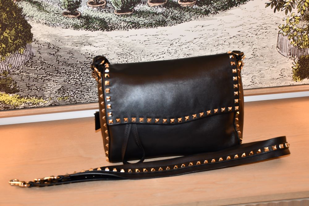 Valentino Rockstud Black Calfskin Leather Shoulder Bag
