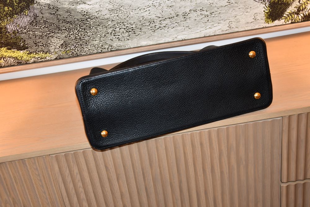 Louis Vuitton Black Taurillon Capucines GM Bag