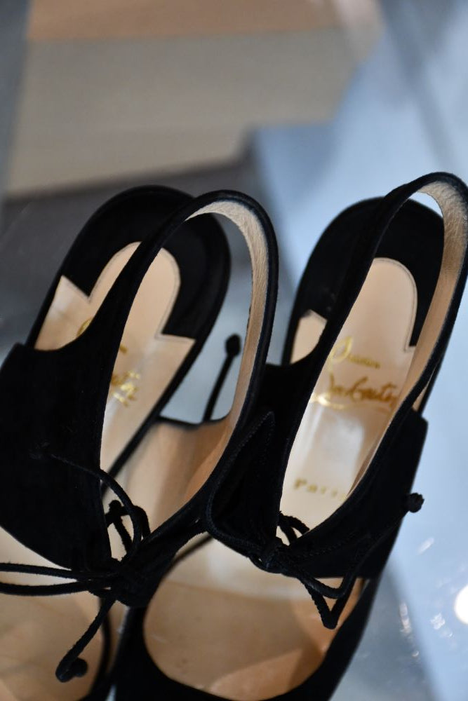 Louboutin Alegra 120 Black Lace Up Heels (6)