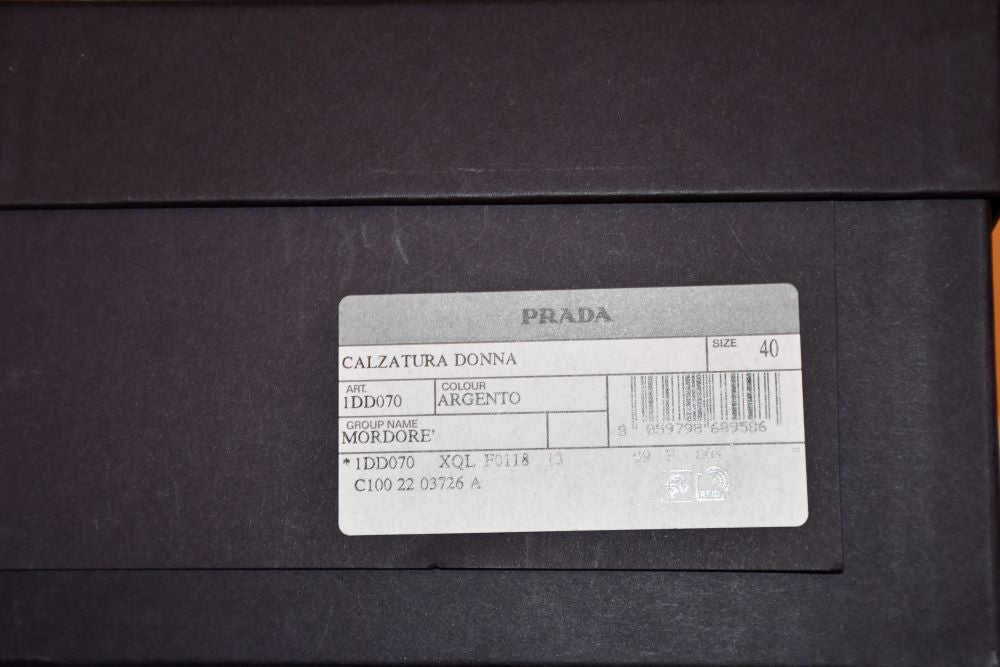 Prada Mordore Calzatura Donna Silver Leather Loafers (7)