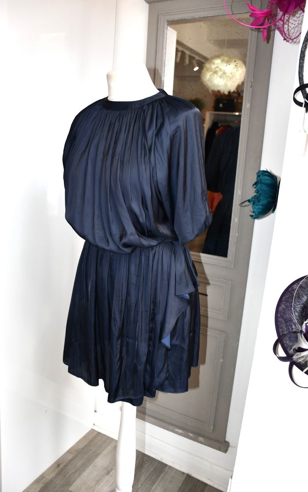 Zadig & Voltaire Romina Satin Navy Mini Dress (8) BNWT