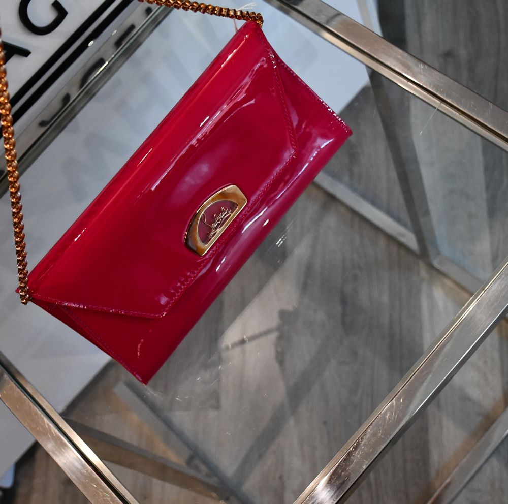 Louboutin Vero Dodat Ultra Rose Patent Leather Clutch UNUSED