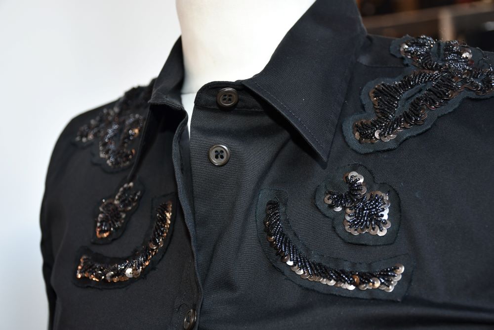 Prada Black Cotton Mix Embellished Blouse (8)