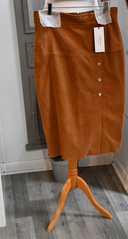 Karen Millen Tan Suede Pencil Skirt BNWT (10)