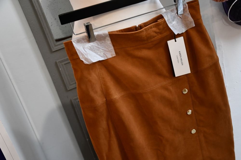 Karen Millen Tan Suede Pencil Skirt BNWT (10)