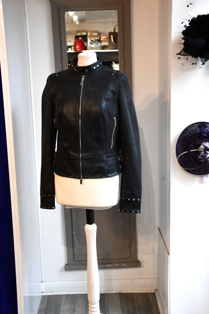 Karen Millen Dark Grey Leather Stud Jacket (12)