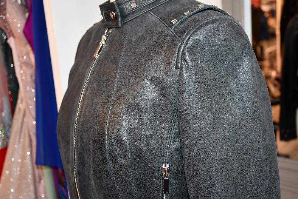 Karen Millen Dark Grey Leather Stud Jacket (12)