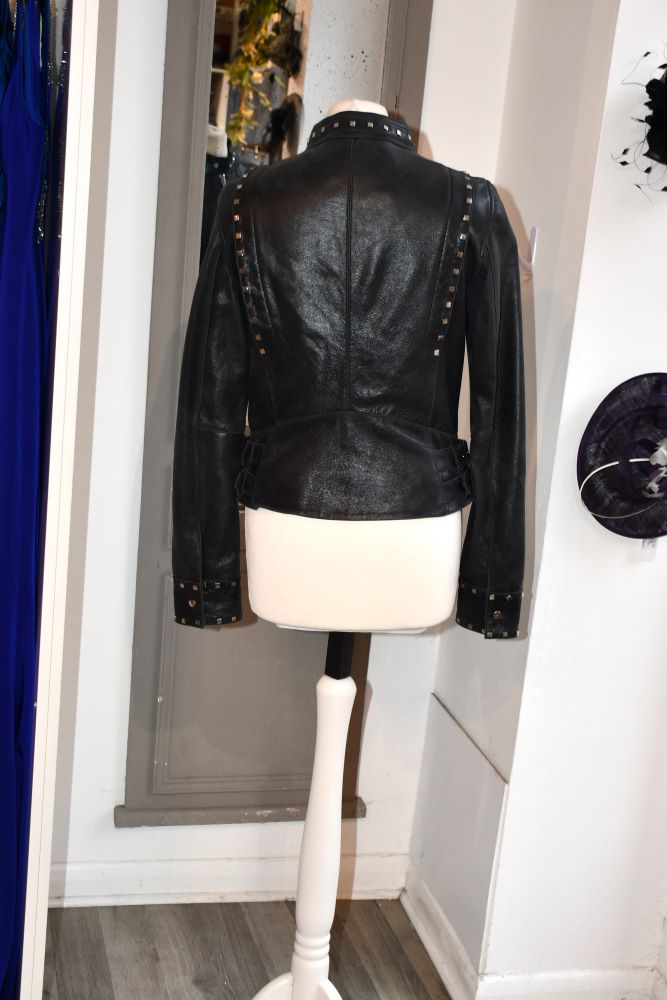Karen Millen Dark Grey Leather Stud Jacket (12)