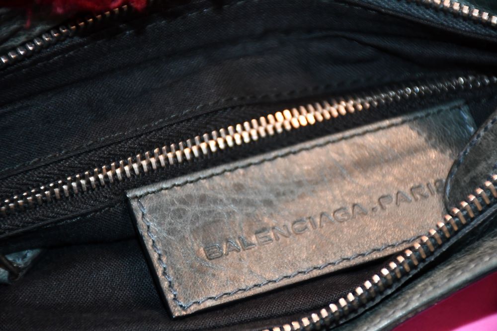 Balenciaga Grey Leather Hip Sac and Mirror Shoulder Bag