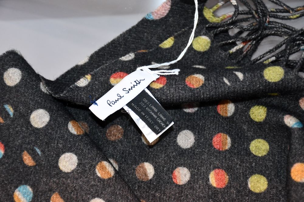 Paul Smith Wool and Cashmere Reversible Spotted Scarf