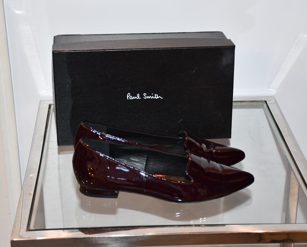 pre owned Paul Smith Dee Palace Aubergine Slip On Shoes with box
