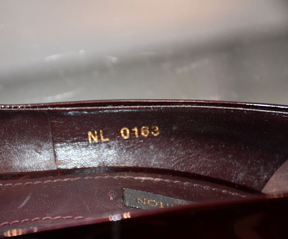 Louis Vuitton Dark Burgundy Padlock Peep Toe Heels (6)