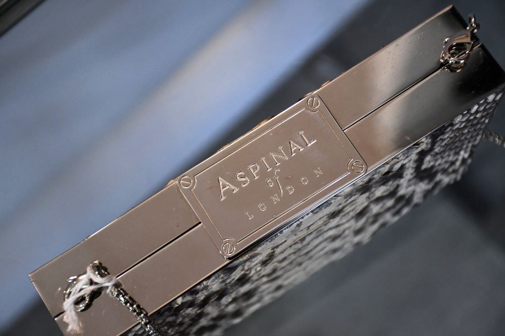 Aspinal Python Snakeskin Skin Box Clutch