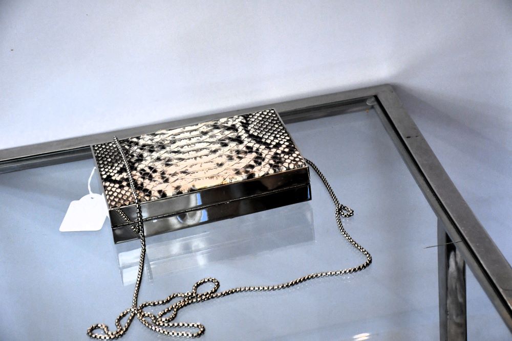 Aspinal Python Snakeskin Skin Box Clutch