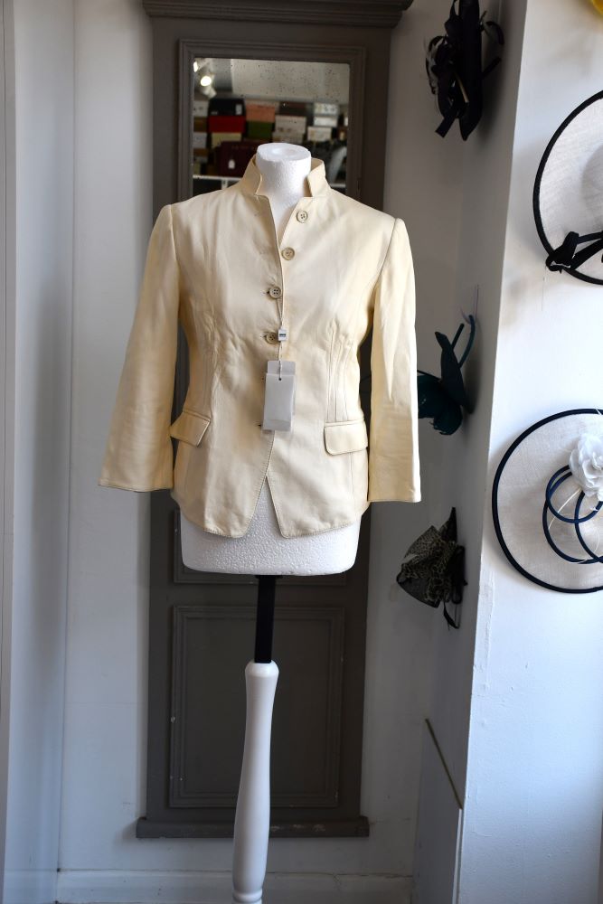 preowned Armani Giacci Cream Leather Jacket brand new with tags