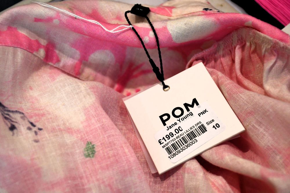 POM Pink Bow Lilies Midi Dress (10) BNWT