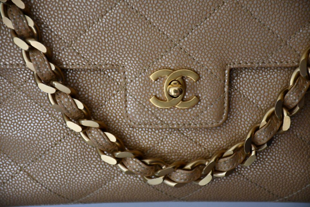 Chanel CC Turn Lock Caviar Leather Shoulder Bag