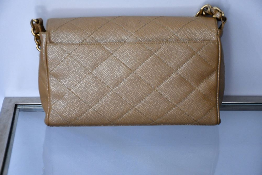 Chanel CC Turn Lock Caviar Leather Shoulder Bag