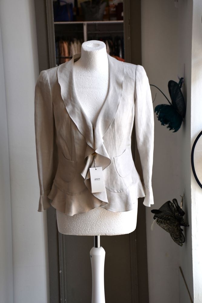 pre owned natual stone colour Armani Linen and Silk Pelum Jacket BNWT