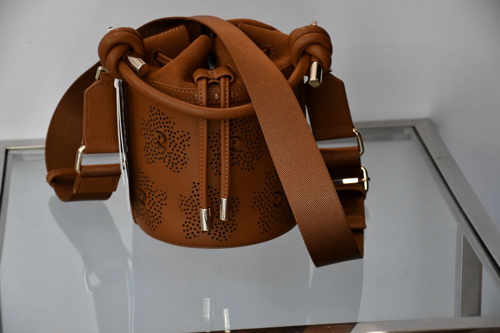 preloved Ted Baker Laser Cut Out Brown Suede Bucket Bag BNWT