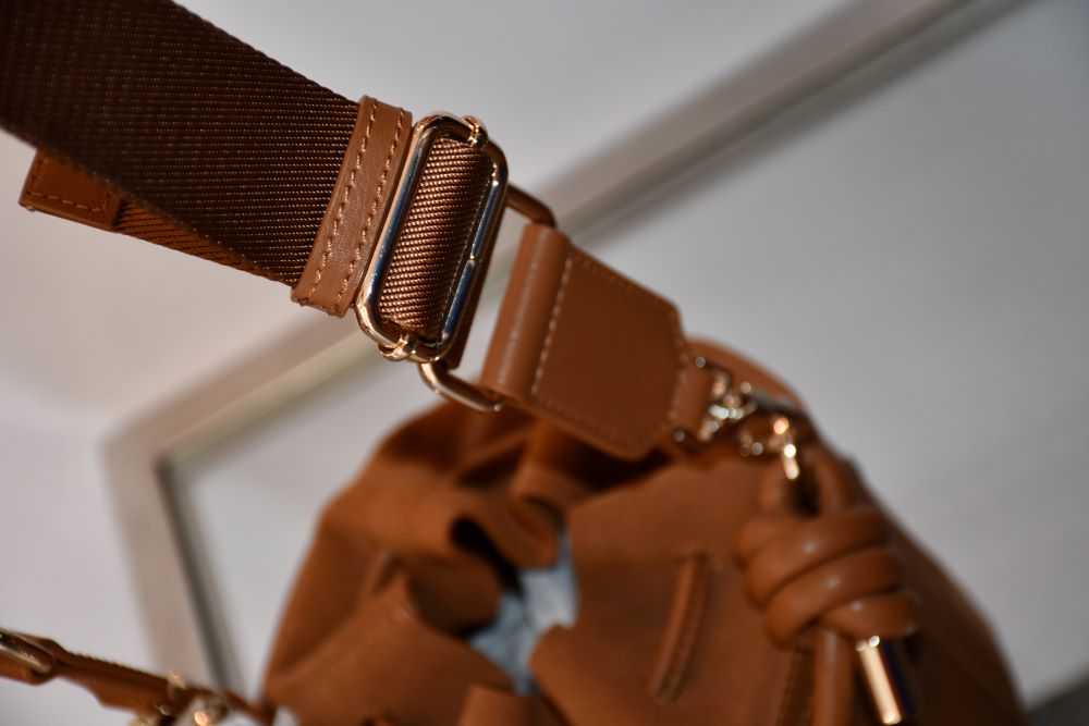 Ted Baker Laser Cut Out Brown Suede Bucket Bag BNWT