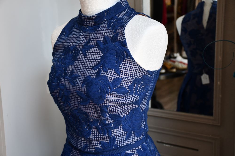 Coast Trellis Embroidered Blue Two Piece Skirt & Top