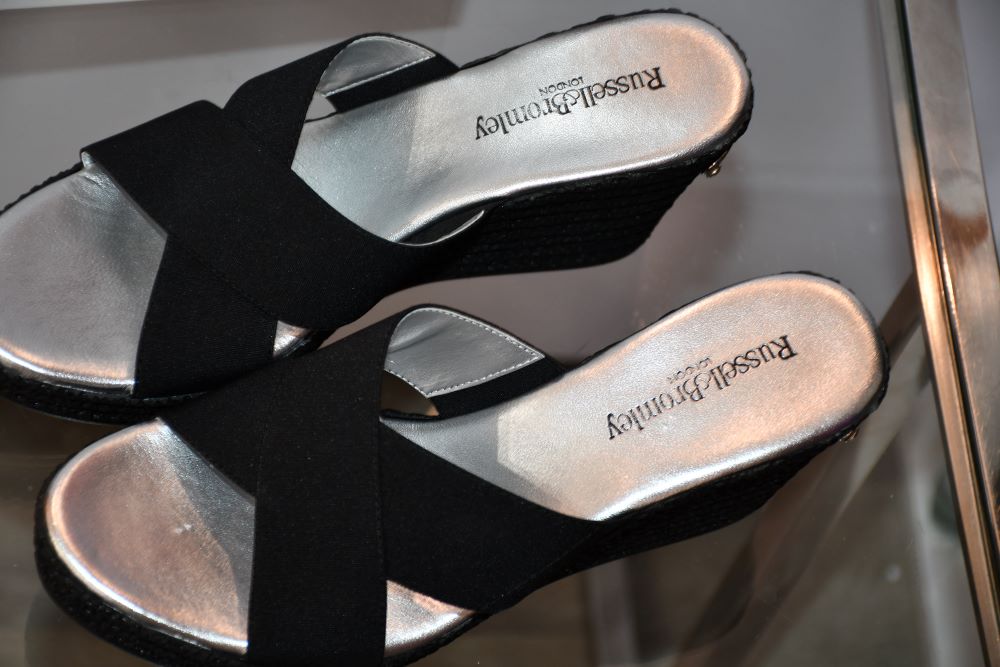 Russell & Bromley Black Cross Strap Wedge Mules (7)