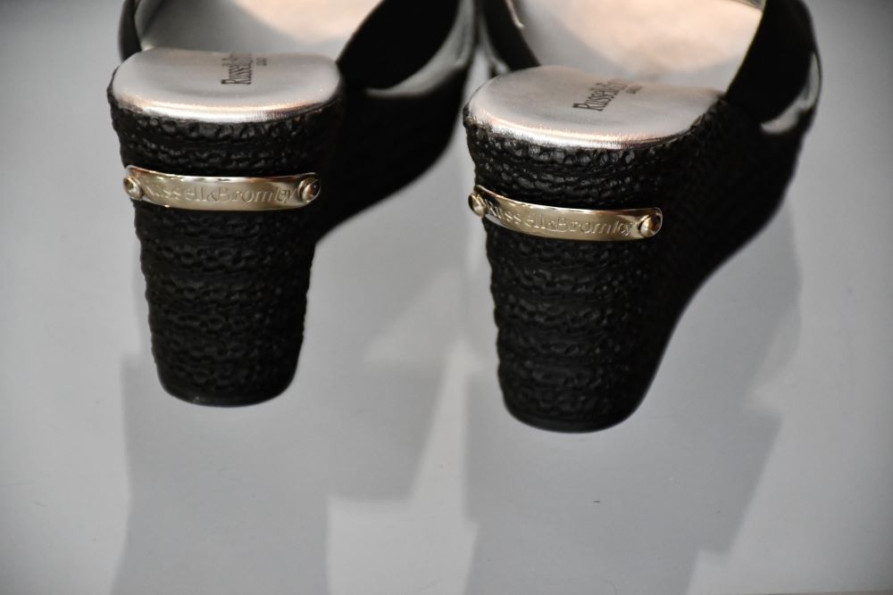 Russell & Bromley Black Cross Strap Wedge Mules (7)