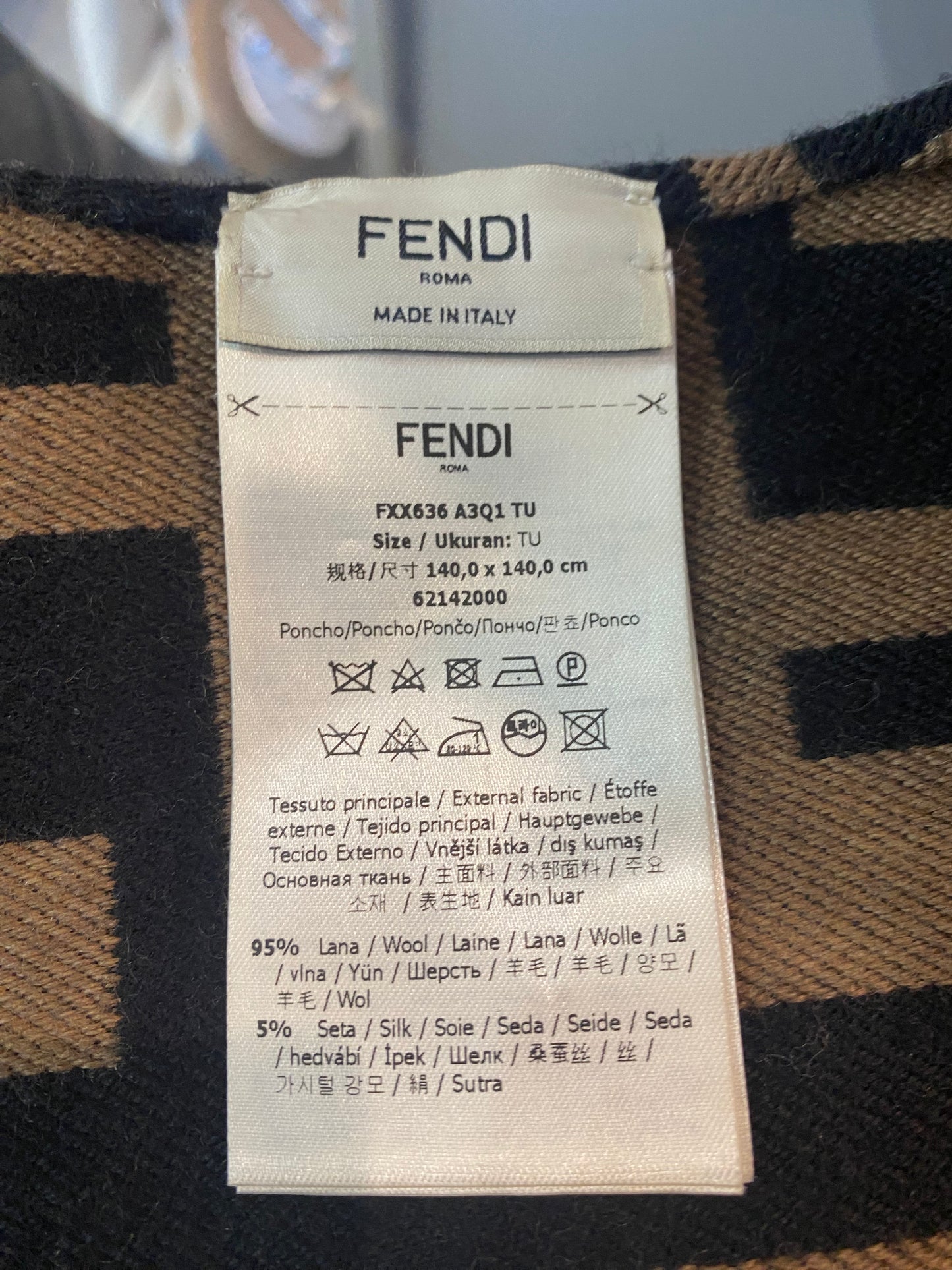Fendi Wool and Silk FF Monogram Poncho