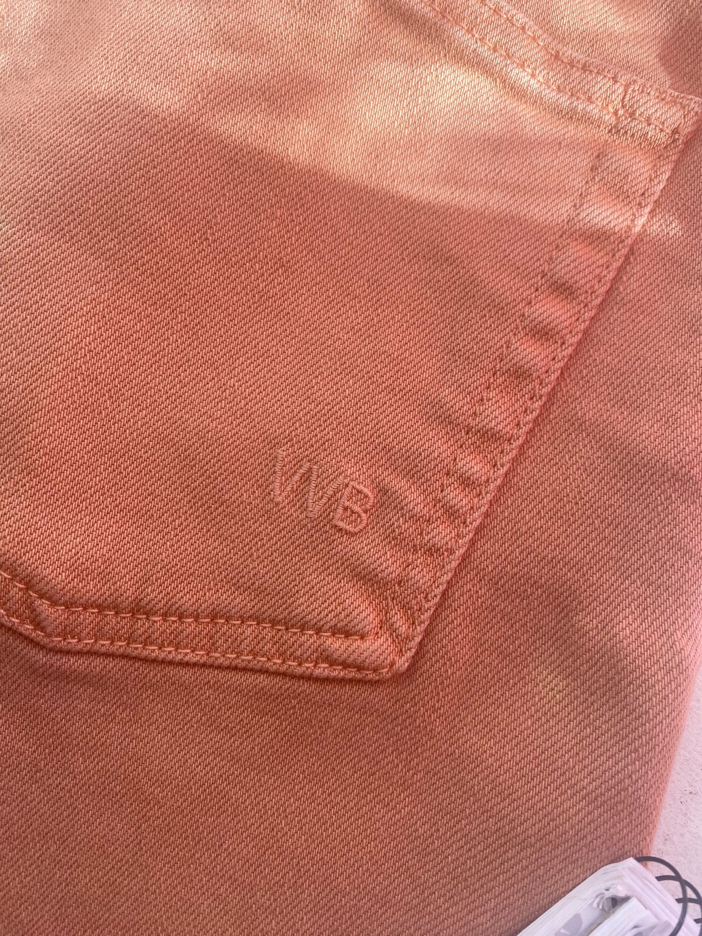 Victoria Beckham Cropped Peach Wide Leg Jeans (28)