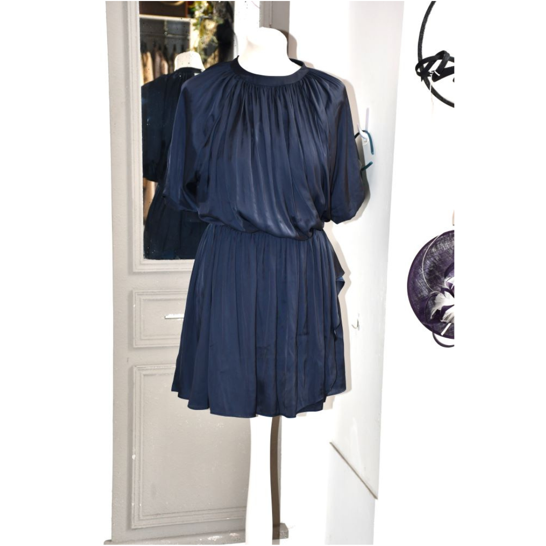 pre owned Zadig & Voltaire Romina Satin Navy Mini Dress