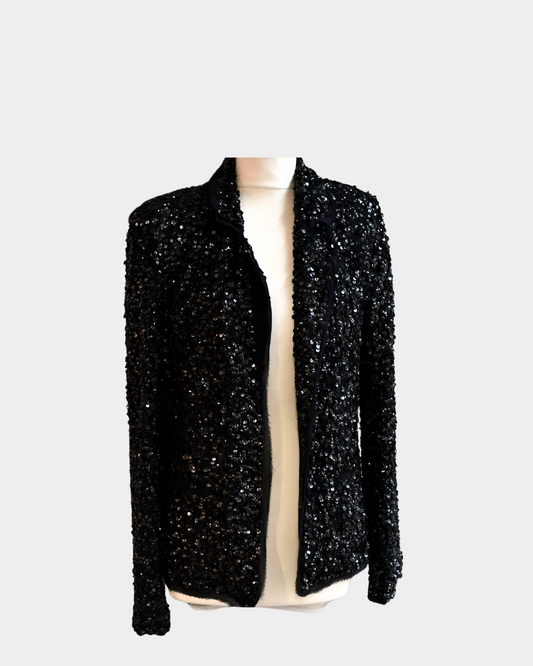 pre owned Damsel in a Dress Silk Black Sequinned Evening Jacket