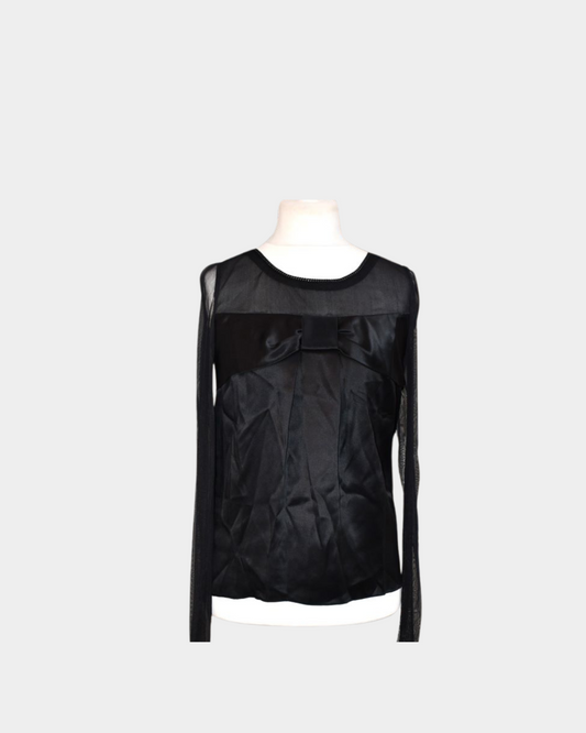 D&G Black Silk Sheer Sleeve Top (44)