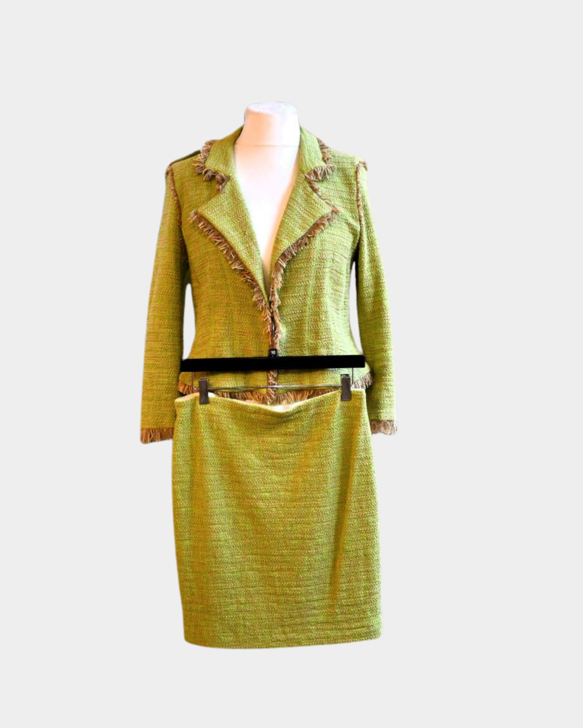 preowned Marc Cain Cotton Lime Green Skirt Suit