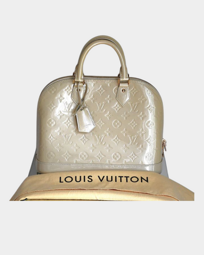 pre owned Louis Vuitton Alma MC Blanc Corail Bag with dustbag
