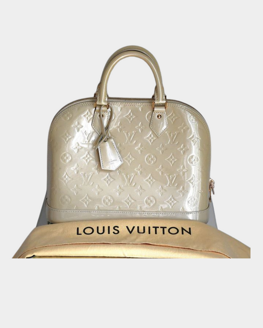 pre owned Louis Vuitton Alma MC Blanc Corail Bag with dustbag
