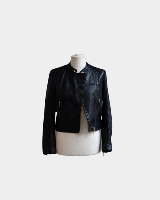 Michael Kors Leather Navy Jacket (6)