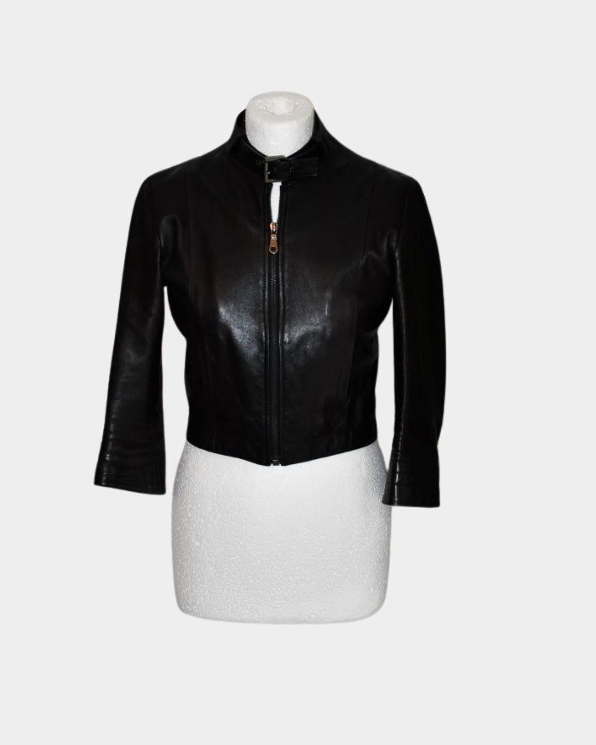 pre owned Mulberry Black Leather Crop Jacket 
