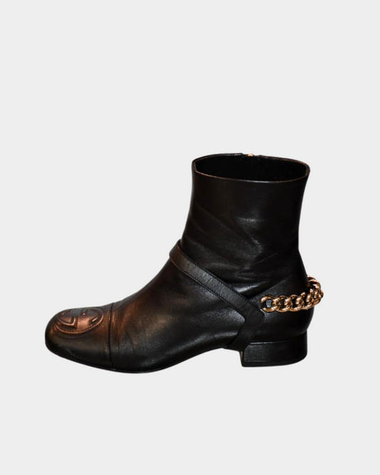 Gucci Lifford Malaga Leather Branded Ankle Boots (4)