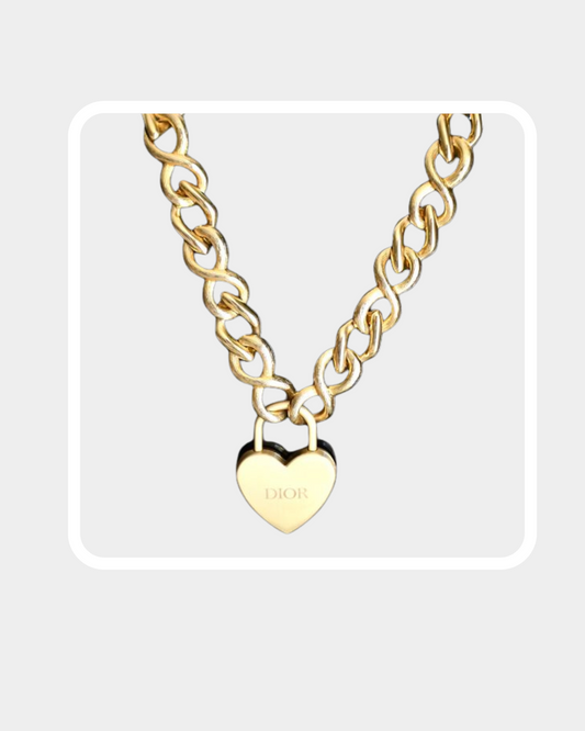 Reworked Dior Heart Padlock Pendant on to Chain Necklace