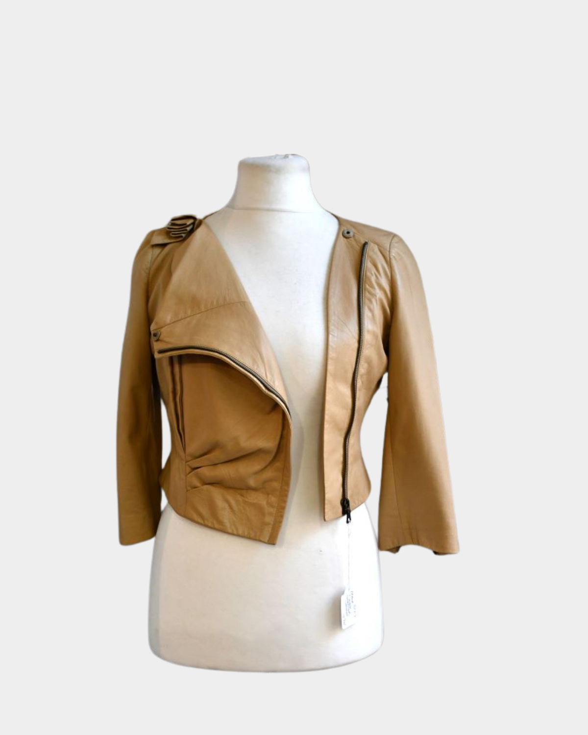 preloved Prada Caramel Cropped Leather Jacket 