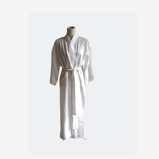 Descamps Long Linen White Kimono (M)