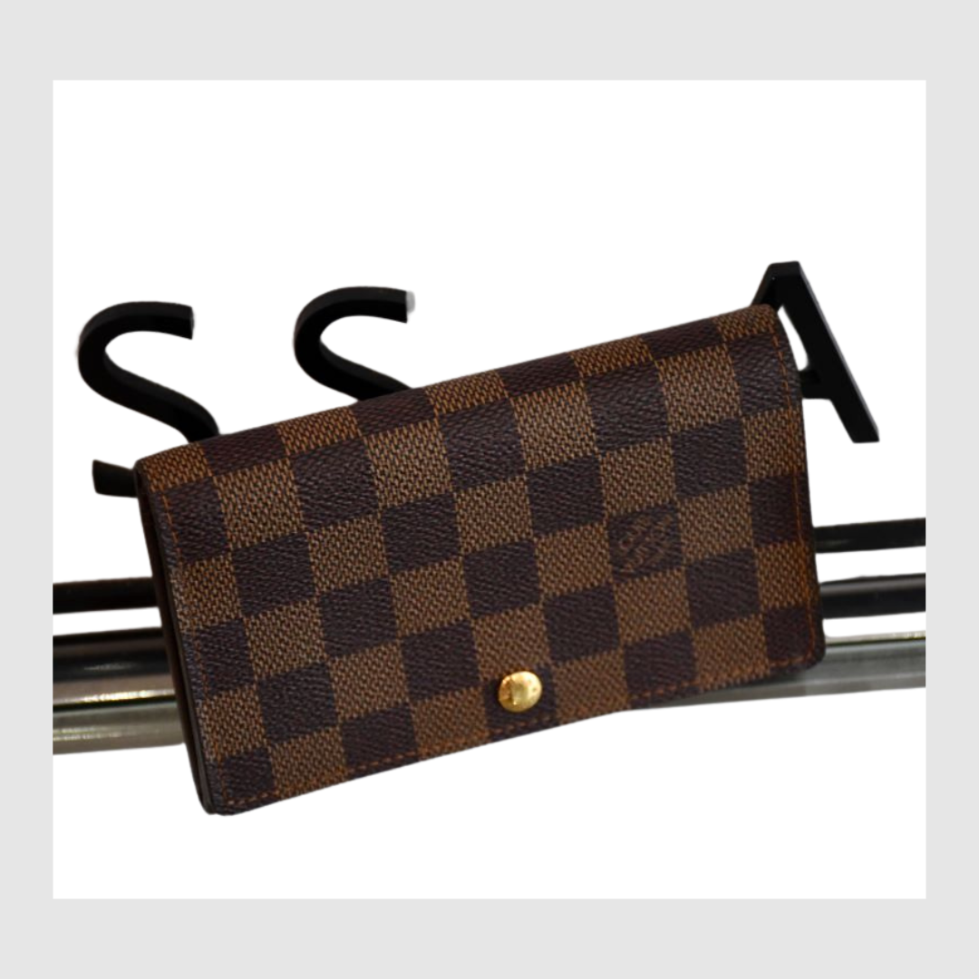 preowned Louis Vuitton Damier Ebene Porte Tresor Wallet