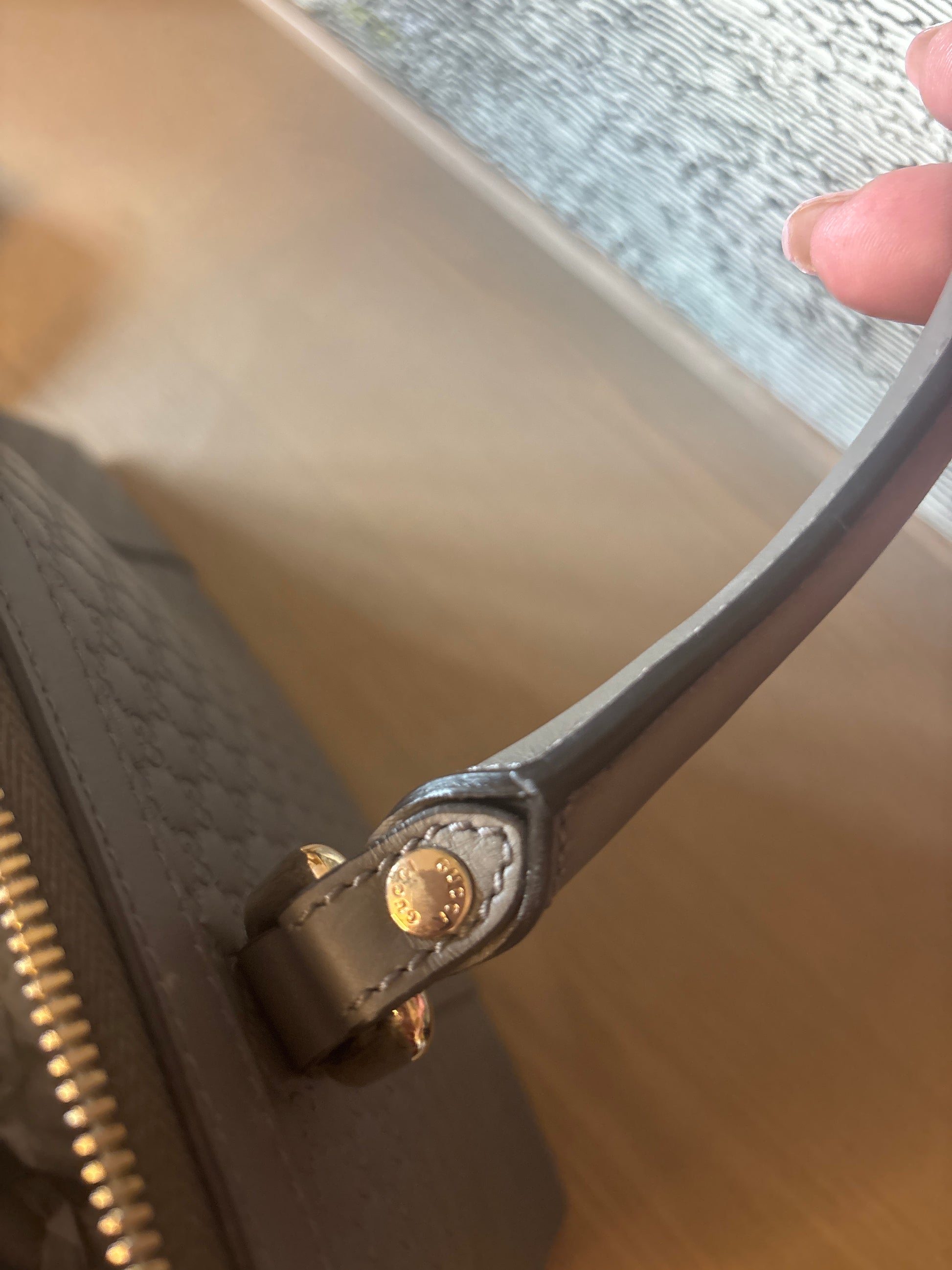 Close up of the branded Gucci Logo 