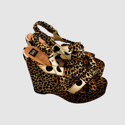 Dolce and Gabbana Animal Print Wedge Sandals