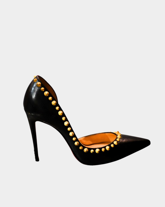 Louboutin Irishell 100 Black Leather Stud Shoes (35.5)