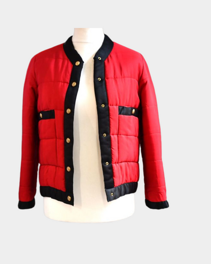 Chanel Vintage Quilted Red Silk Jacket (10)