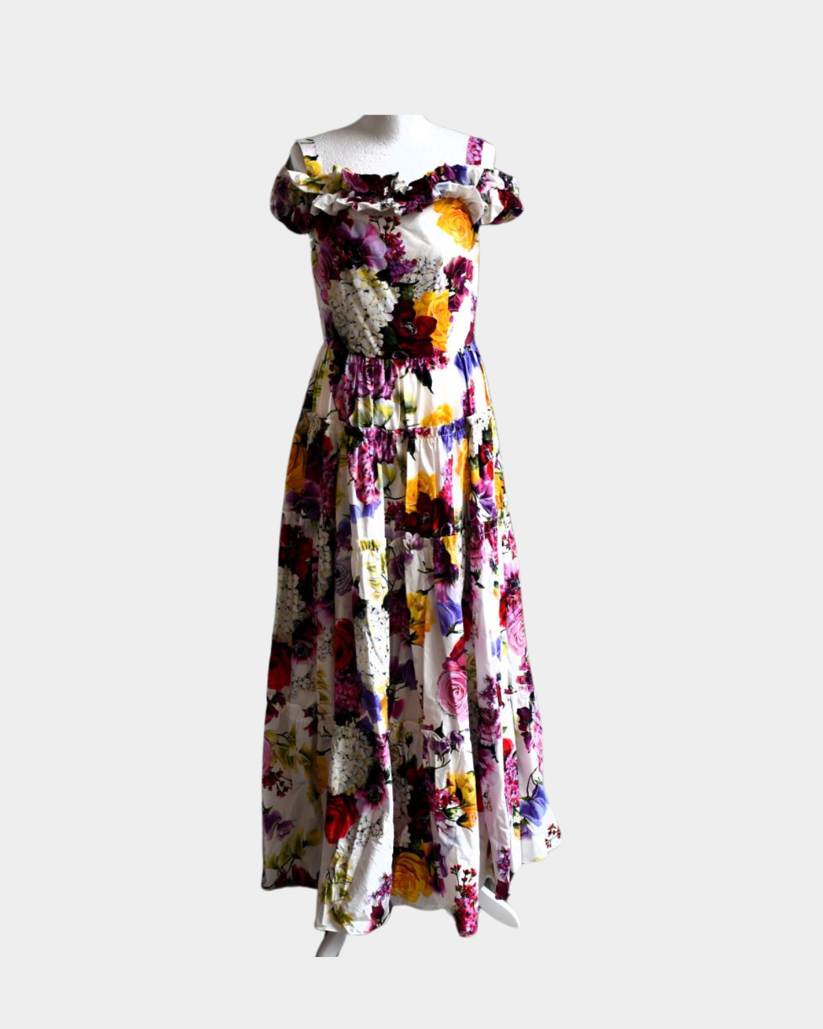 pre owned Dolce and Gabbana Fit and Flare Floral Maxi Dress 